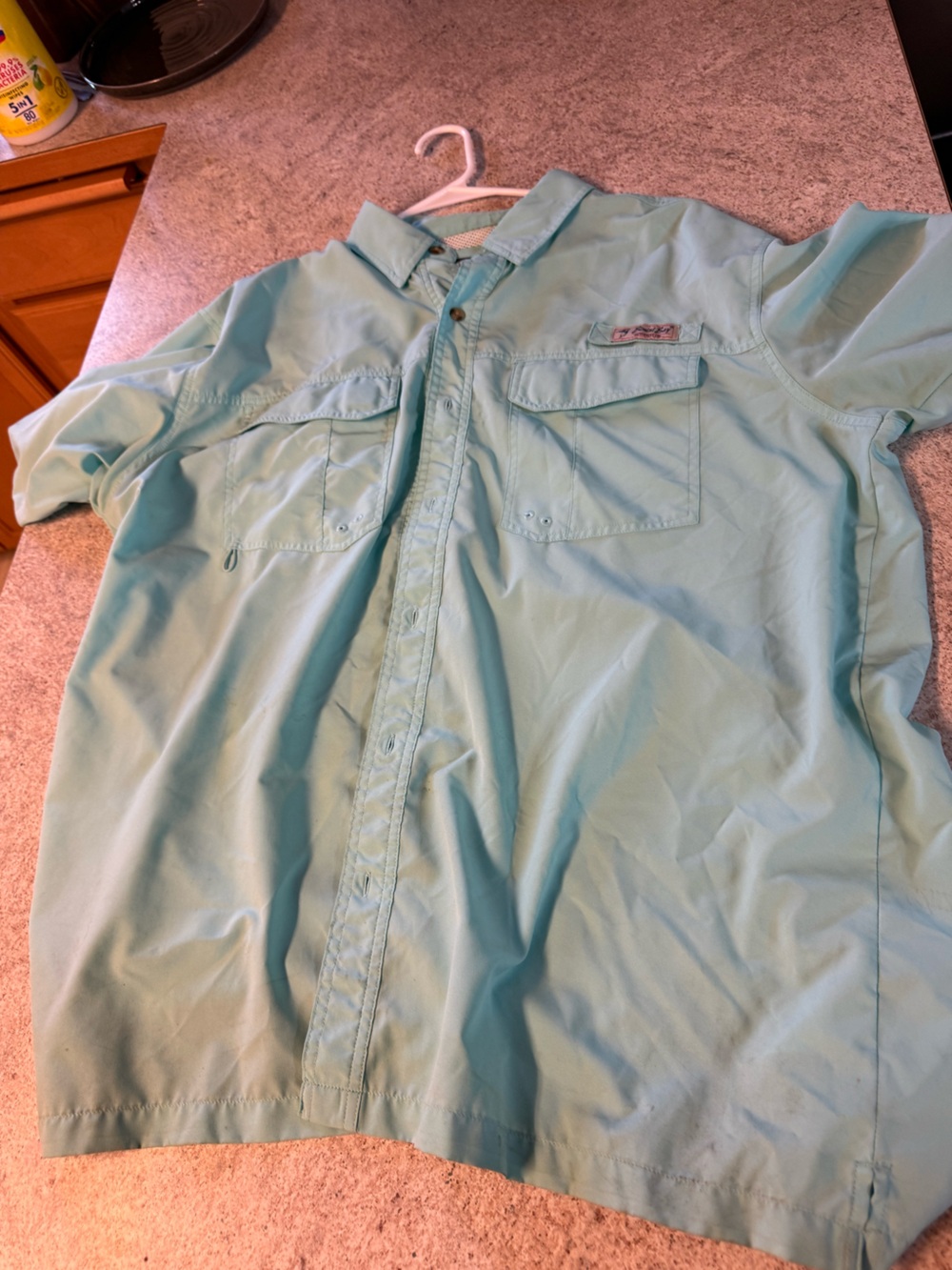 Men's Casual Short-Sleeve Button-Down Shirt in Light Aqua